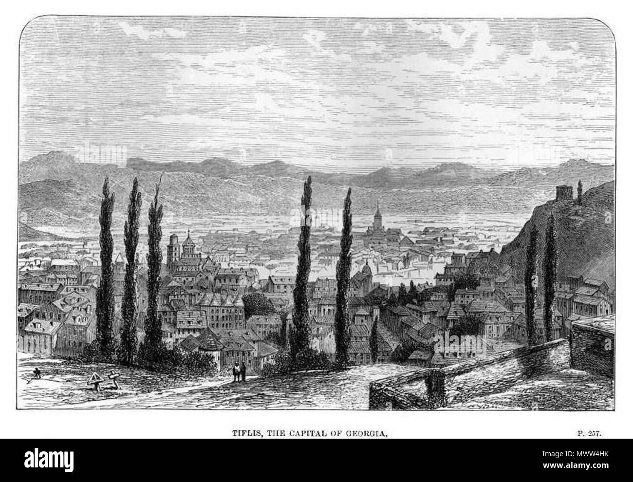 . English: 'Tiflis, the capital of Georgia'. An illustration from Cunynghame, Arthur Augustus Thurlow, Sir. Travels in the eastern Caucasus, on the Caspian and Black seas, especially in Daghestan, and on the frontiers of Persia and Turkey, during the summer of 1871. London, J. Murray . 1872. Cunynghame, Arthur Augustus Thurlow, Sir, 1812-1884 607 Tiflis, the capital of Georgia Stock Photo