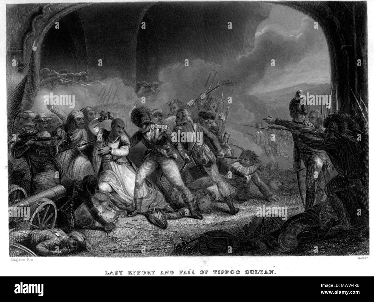 . English: Fall of Tippoo Sultan . 1860. Artist unknown 608 Tipu Fall Stock Photo