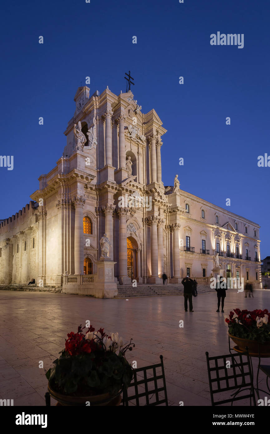 Cathedral (Duomo) of Siracusa, Sicily, Italy. Stock Photo