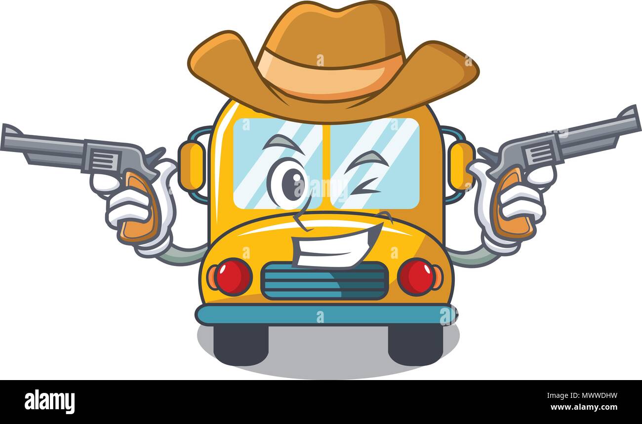 Bus Rodeo Cartoon Cowboy school bus character cartoon Stock Vector Image & Art - Alamy