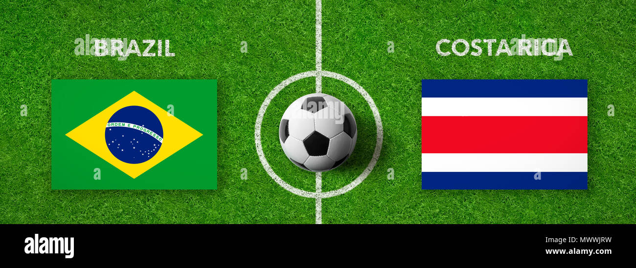 Football match Brazil vs. Costa Rica Stock Photo Alamy