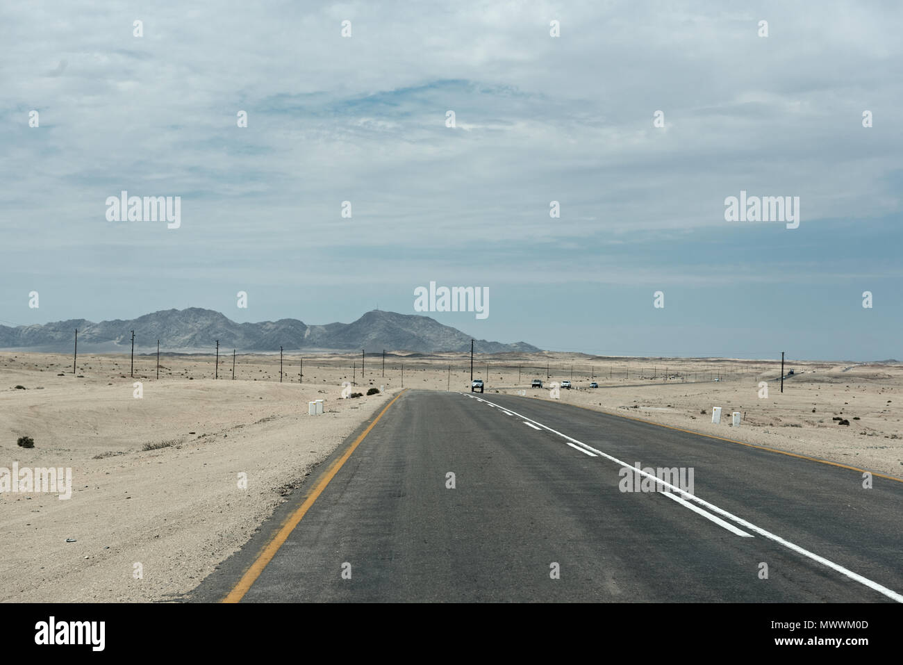 The road B2 east of Swakopmund, Namibia Stock Photo