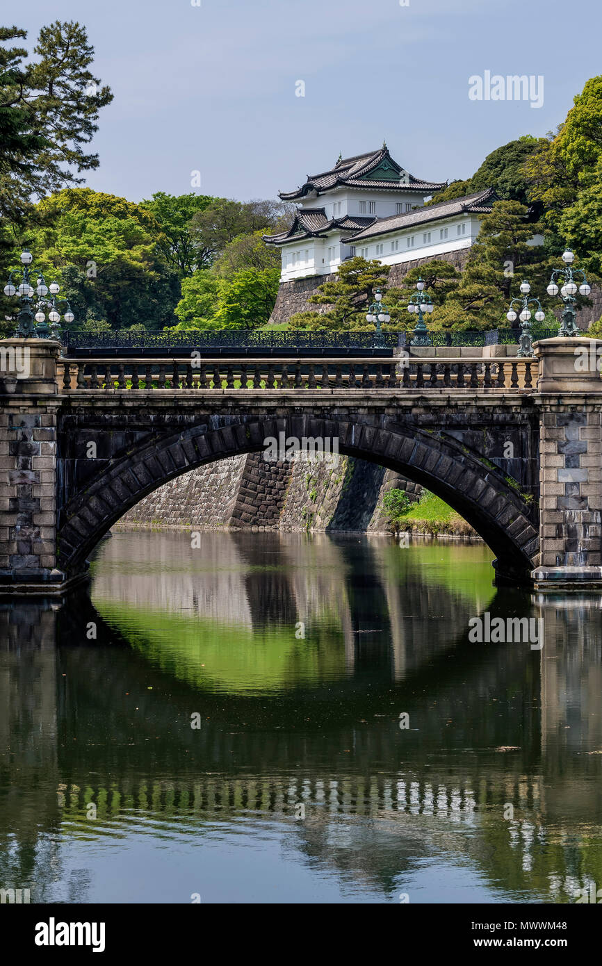 Vertical view of the Imperial Palace in the Chiyoda district of Tokyo, Japan Stock Photo