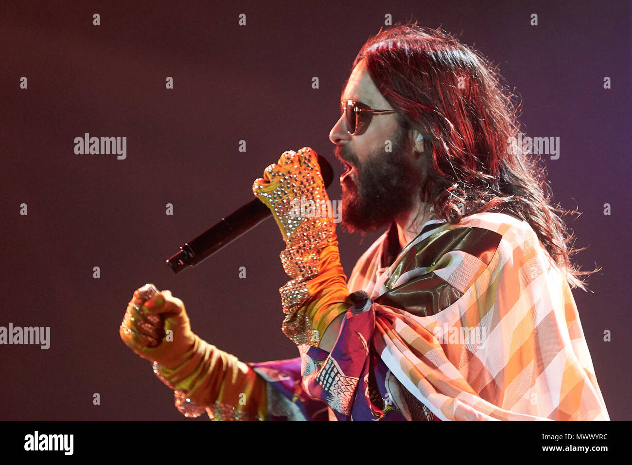 Nuerburg, Germany. 2nd June 2018. Jared Leto performs with his band '30  Seconds To Mars' on the main stage of the music festival 'Rock am Ring',  which features 80 bands on 3