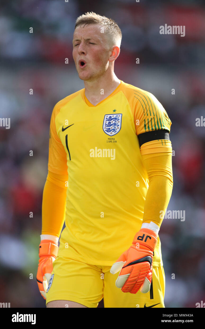 London, UK. 2nd June 2018. London, UK. 2nd May 2018. Jordan Pickford (E) at the England v Nigeria Friendly International match, at Wembley Stadium, on June 2, 2018. **This picture is for editorial use only** Credit: Paul Marriott/Alamy Live News Credit: Paul Marriott/Alamy Live News Credit: Paul Marriott/Alamy Live News Stock Photo