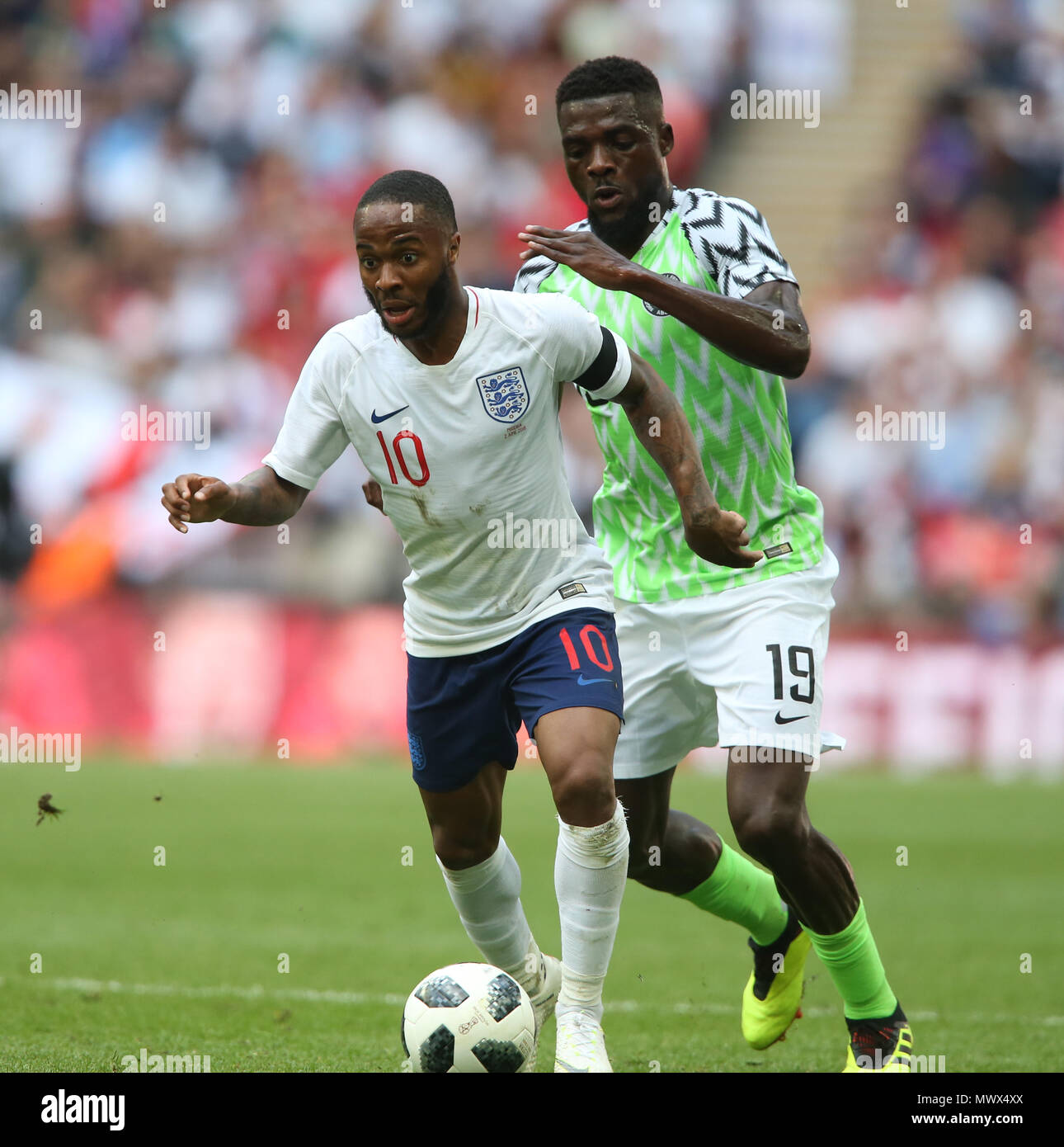 RAHEEM STERLING & ALEX IWOBI ENGLAND V NIGERIA ENGLAND V NIGERIA 02 June  2018 GBB7689 STRICTLY EDITORIAL USE ONLY. If The Player/Players Depicted In  This Image Is/Are Playing For An English Club