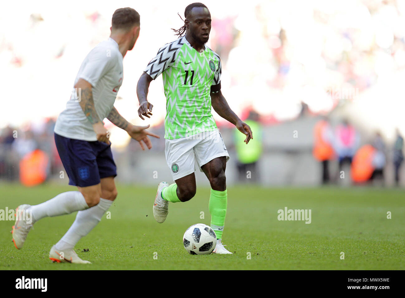 London, UK. 2nd June 2018. Victor Moses of Nigeria during the International Friendly match between England and Nigeria at Wembley Stadium on June 2nd 2018 in London, England. (Photo by Matt Bradshaw/phcimages.com) Credit: PHC Images/Alamy Live News Stock Photo