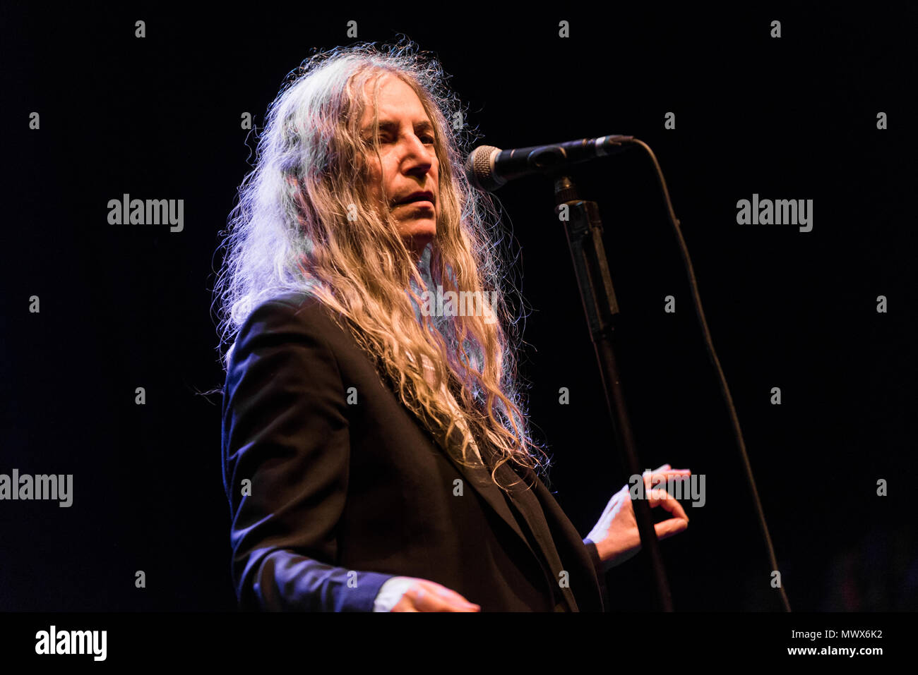 Brighton, East Sussex. 2nd June 2018. Iconic music legend Patti Smith and Her Band perform live at the Brighton Dome. Credit: Francesca Moore/Alamy Live News Stock Photo