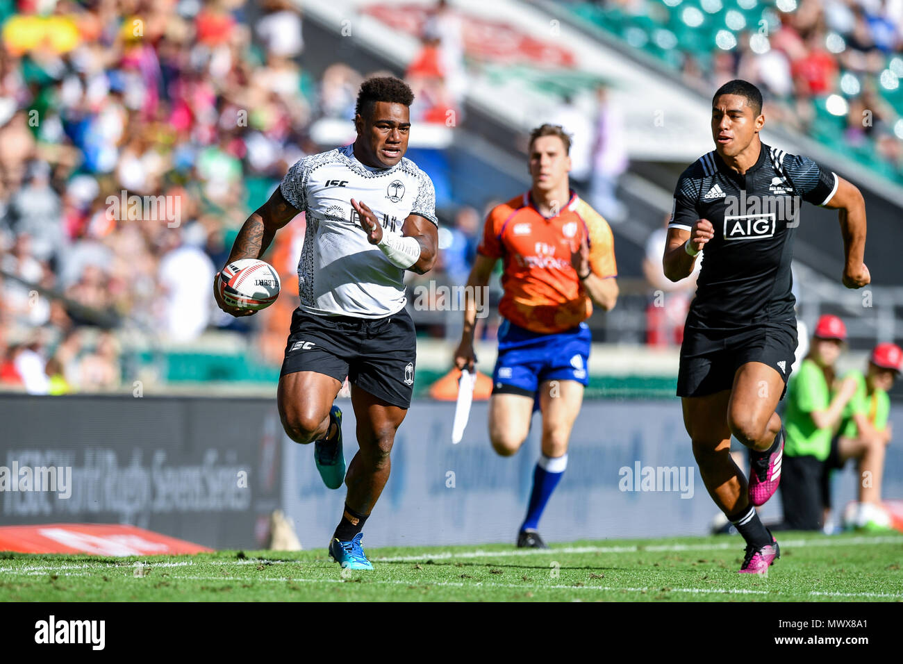 London, UK. 2nd Jun, 2018. Josua Tuisove of Fiji 7s in action  during HSBC World Rugby Sevens Series London:  at Twickenham Stadium on Saturday, 02 June 2018. ENGLAND, LONDON. Credit: Taka G Wu Credit: Taka Wu/Alamy Live News Stock Photo