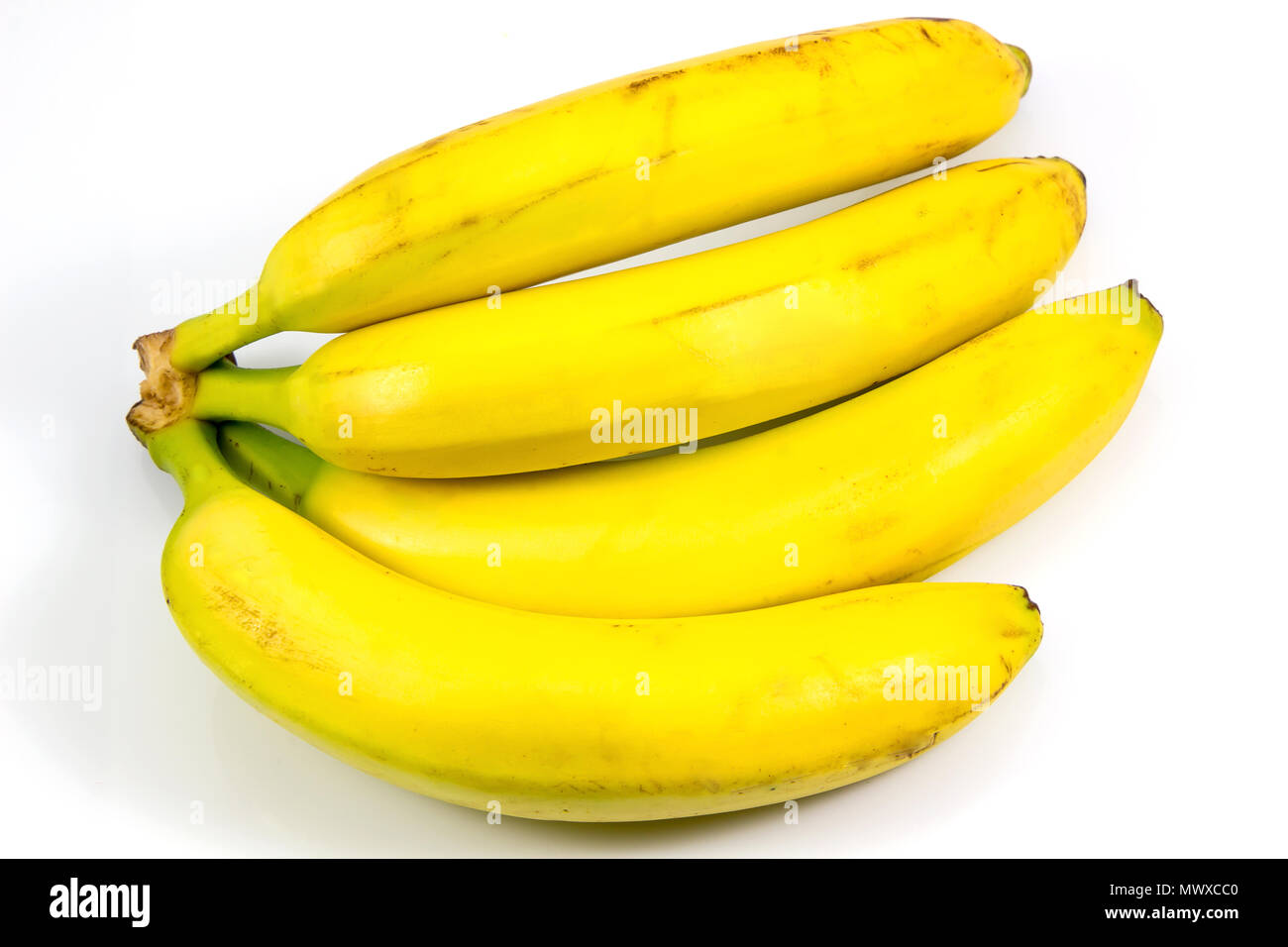 Banana, Ripe banana, yellow bananas isolated on white background. with clipping path Stock Photo