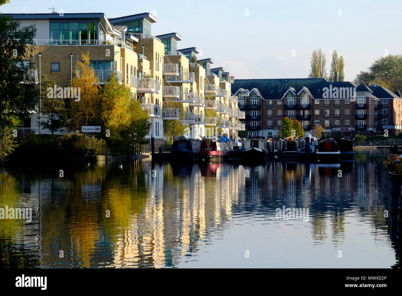 Brentford Canal and apartments, Brentford, London, England, United Kingdom, Europe Stock Photo