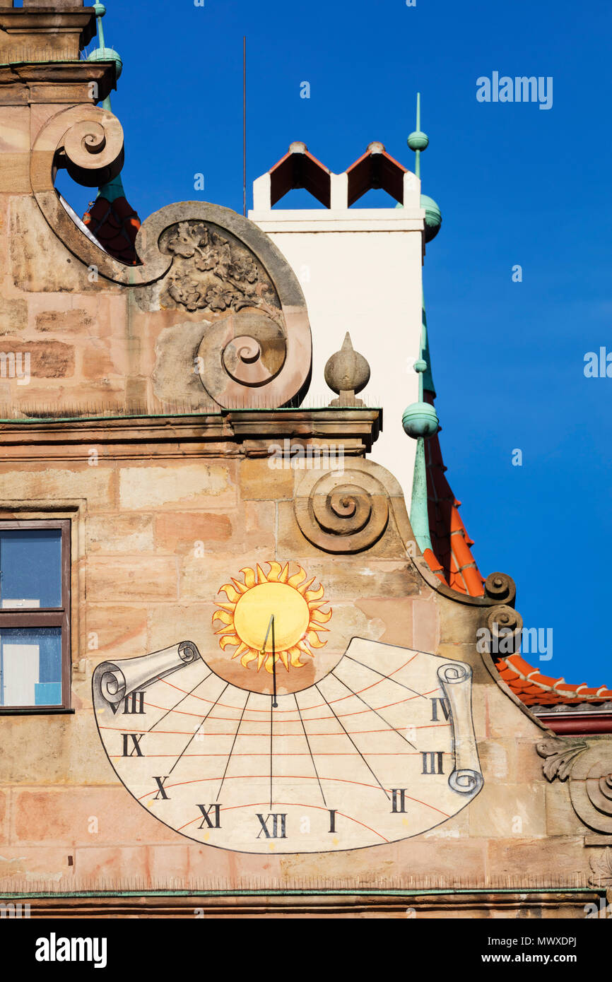 Sundial, Nuremberg (Nurnberg), Franconia, Bavaria, Germany, Europe Stock Photo