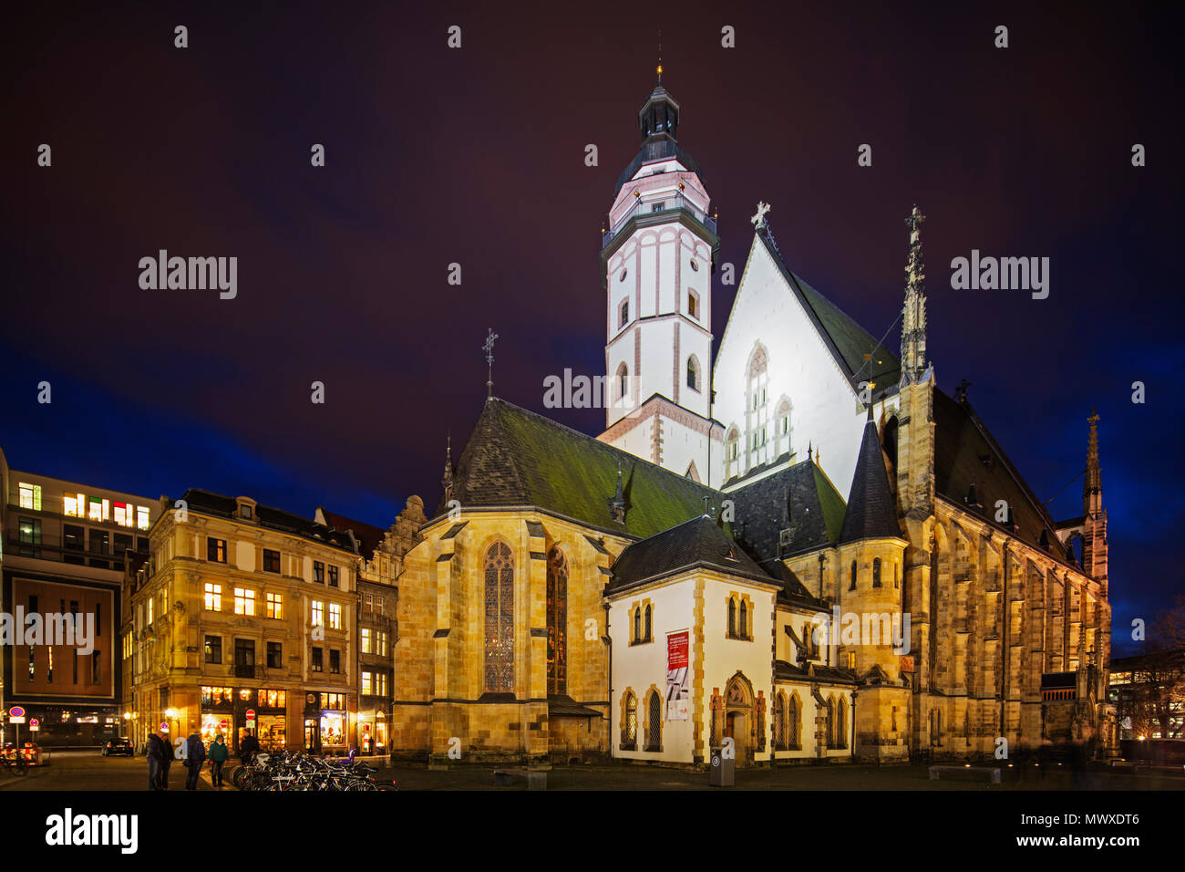 Thomaskirche, the church where composer Johann Sebastian Bach was kappelmeister, Leipzig, Saxony, Germany, Europe Stock Photo