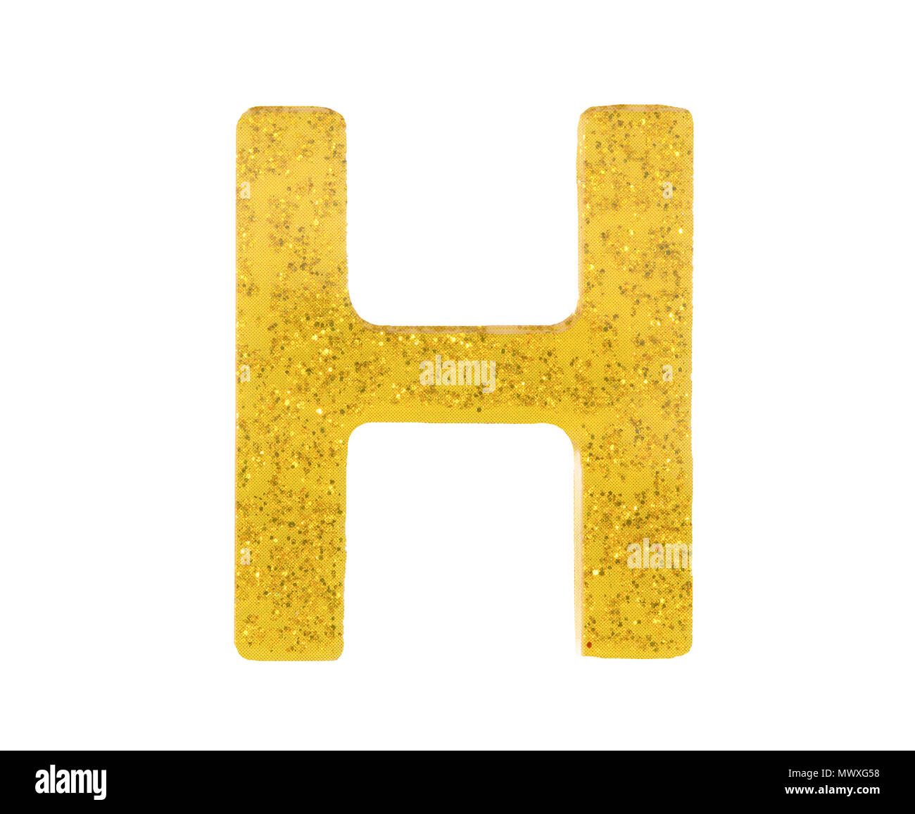 Letter H alphabet symbol, English Letter, English alphabet from yellow (Golden)  on a white background with clipping path. Stock Photo