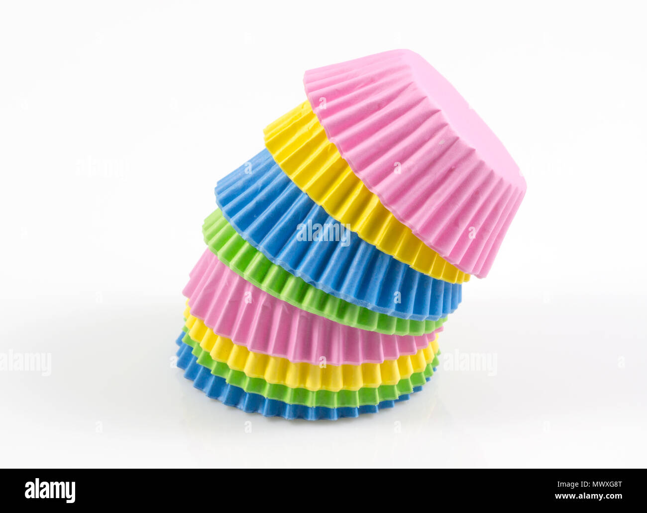 Colorful cupcake, paper cups, muffin cup isolated on white background