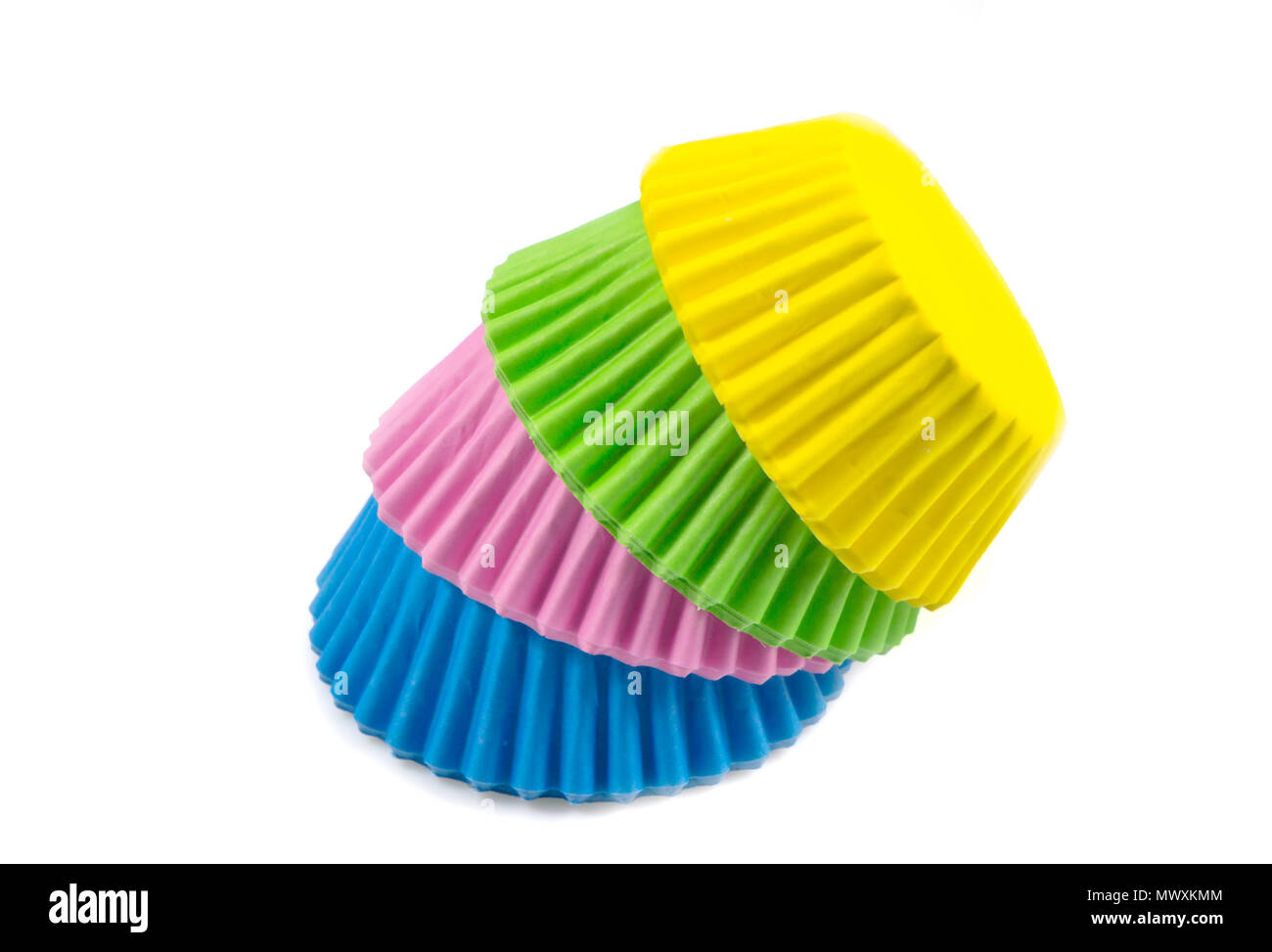 Colorful cupcake, paper cups, muffin cup isolated on white background ...