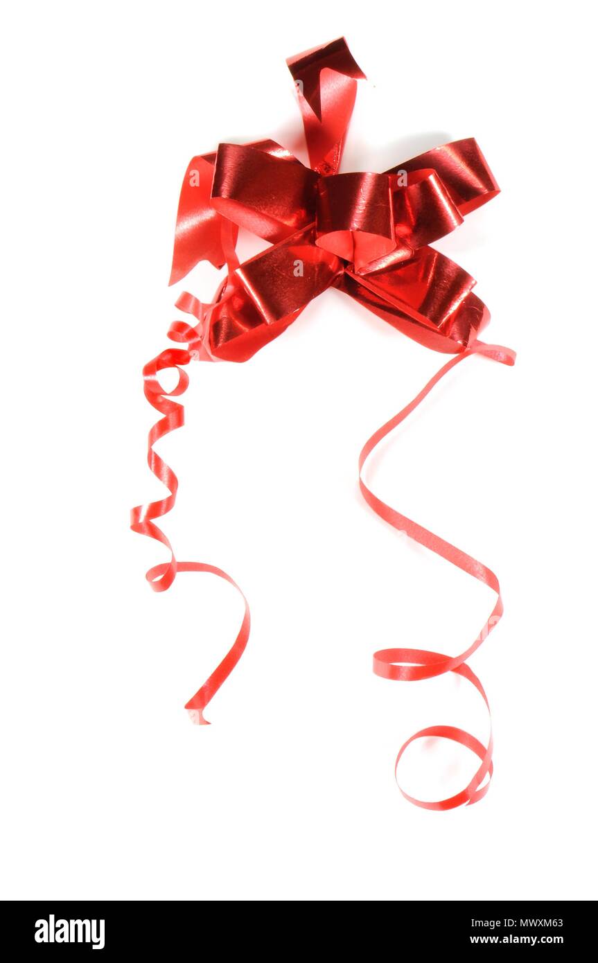 Red satin bow isolated on white background Stock Photo - Alamy
