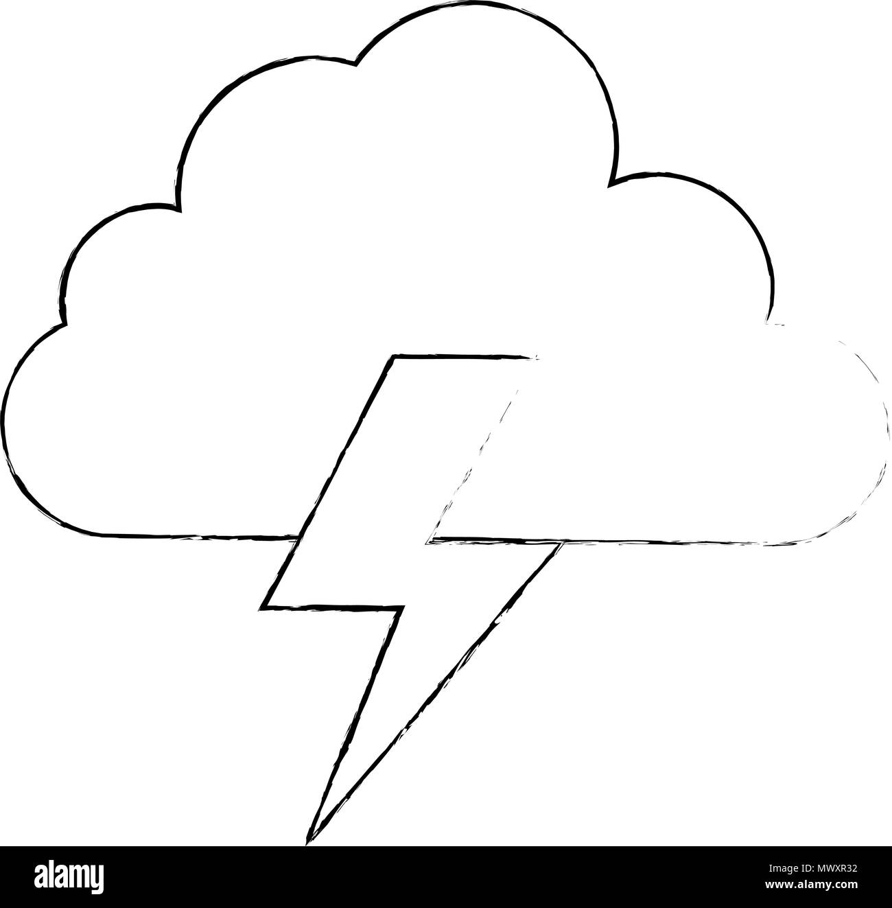 cloud weather with rays vector illustration design Stock Vector Image ...