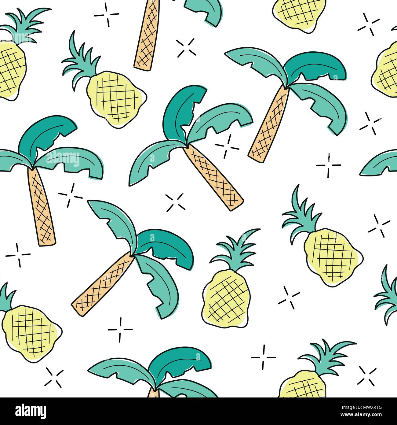 Creative art seamless endless repeating pattern texture with tropical elements Stock Vector