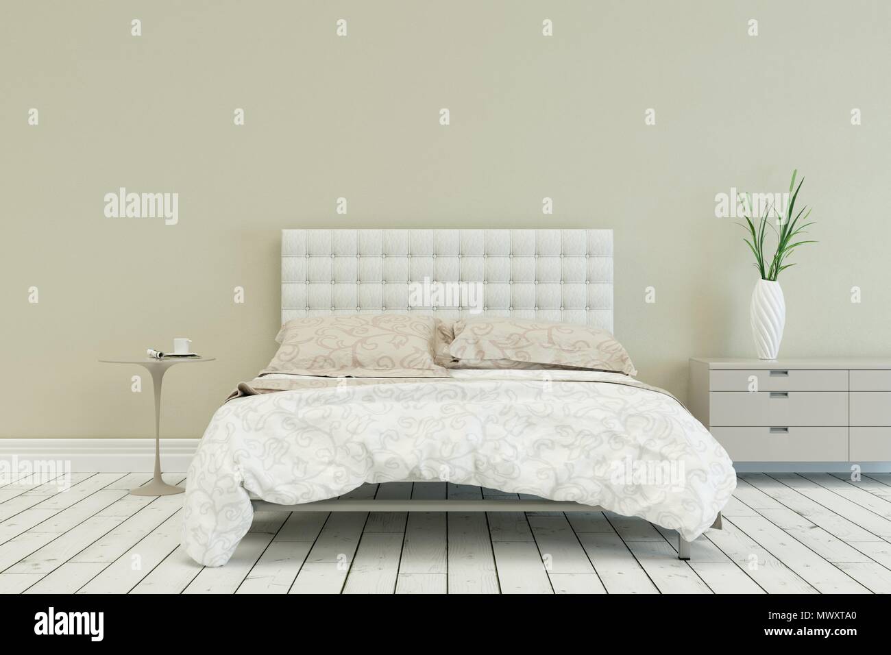 design of a clean bright bedroom Stock Photo - Alamy