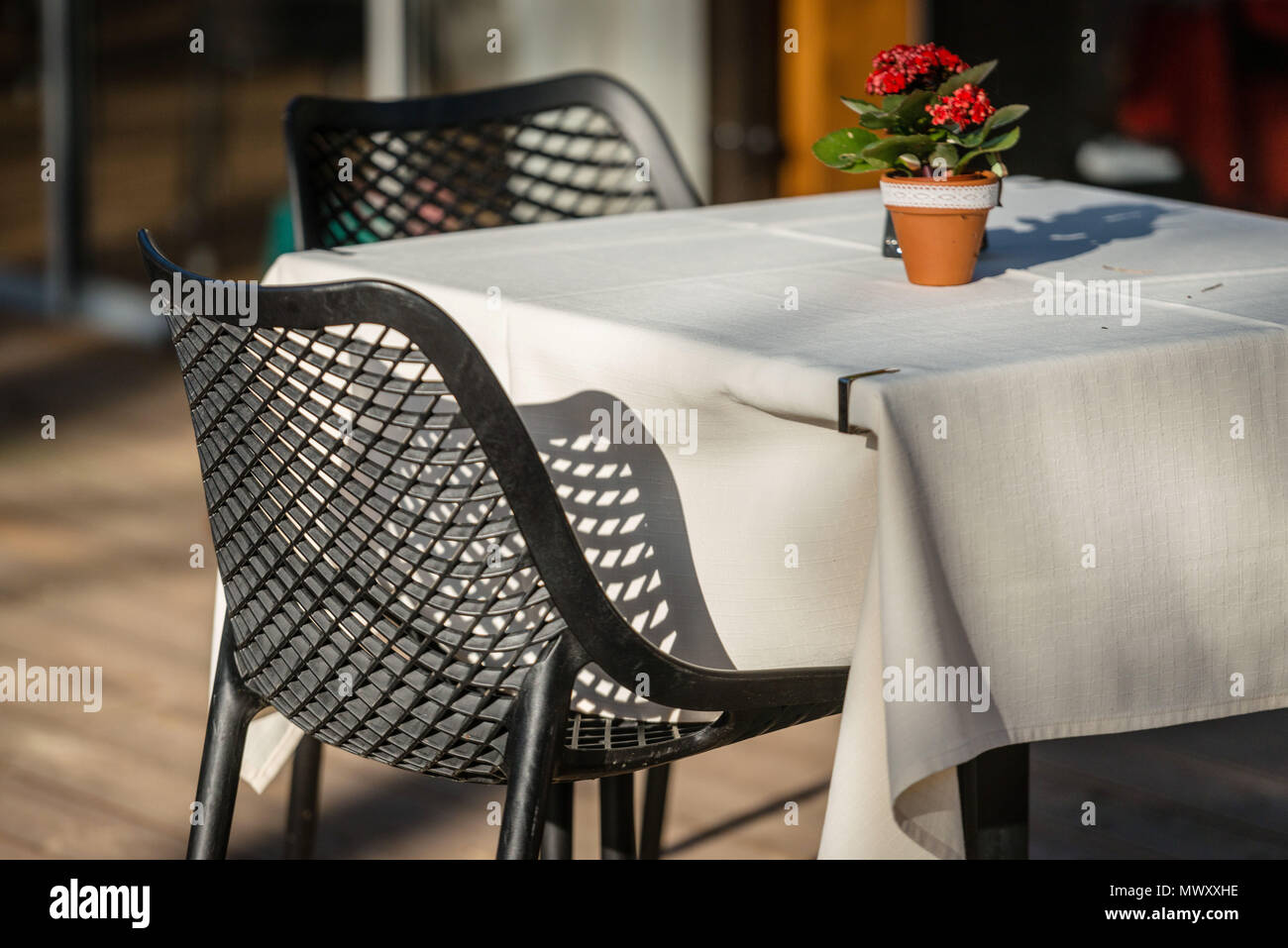 Chairs and table cafes on the outdoor terrace Stock Photo Alamy