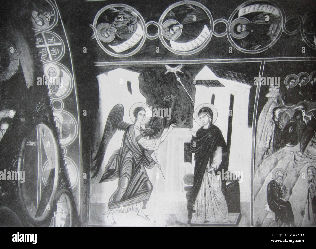 . English The Annunciation. A fresco from the Gelati monastery . 17th