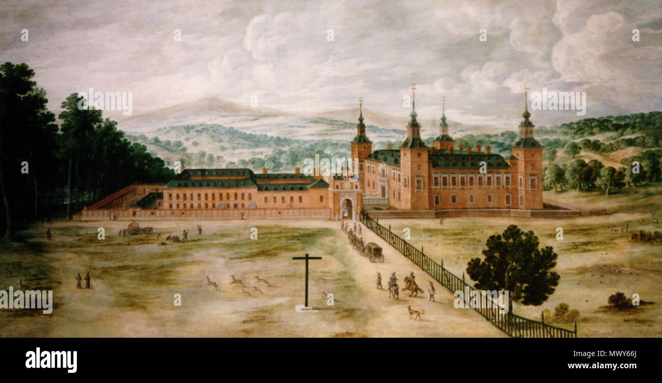 . Español: Vista del Palacio Real de El Pardo (ca. 1630) de Jusepe Leonardo. Madrid, Patrimonio Nacional. circa 1630. Jusepe Leonardo 331 Jusep-leonardo-vista-del-palacio-real-de-el-pardo-ca-1630 Stock Photo
