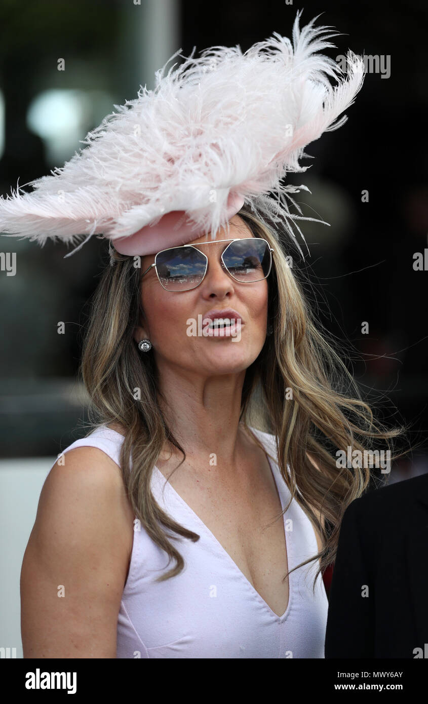 Elizabeth Hurley during derby day of the 2018 Investec Derby Festival