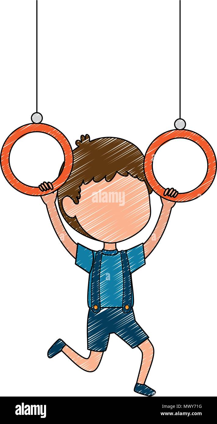 little boy hanging in rings character vector illustration design Stock ...