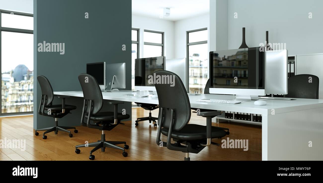 modern grey office interior Design 3d rendering Stock Photo Alamy