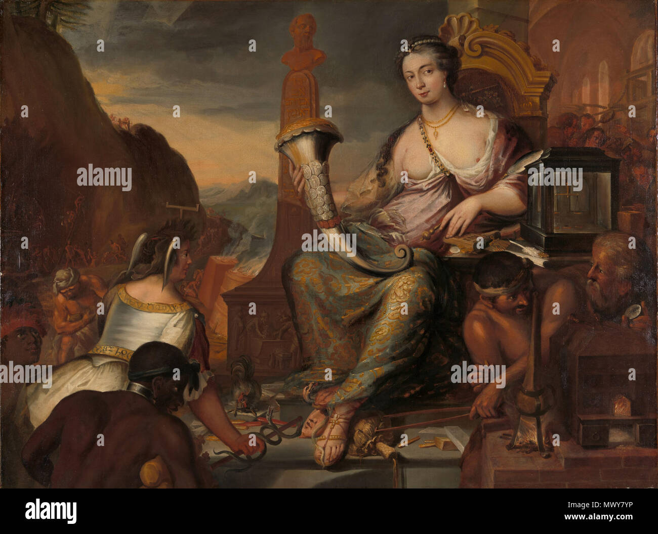 .  Nederlands: Zinnebeeldige voorstelling van het muntwezen. oil on canvas. 1,670 × 1,708 cm (18.2 × 18.6 yd). Amsterdam, Rijksmuseum Amsterdam. . between 1670 and 1708.    Romeyn de Hooghe  (1645–1708)     Alternative names Romeijn de Hooch, Romeyn de Hooch, Romeijn de Hooge, Romeyn de Hooge, Romeijn de Hoogh, Romeyn de Hoogh, Romeijn de Hooghe, Gisling  Description Dutch printmaker, painter, draughtsman and publisher  Date of birth/death 10 September 1645 (baptised) 15 July 1708 (buried)  Location of birth/death Amsterdam Haarlem  Work period between circa 1662 and circa 1708  Work location  Stock Photo