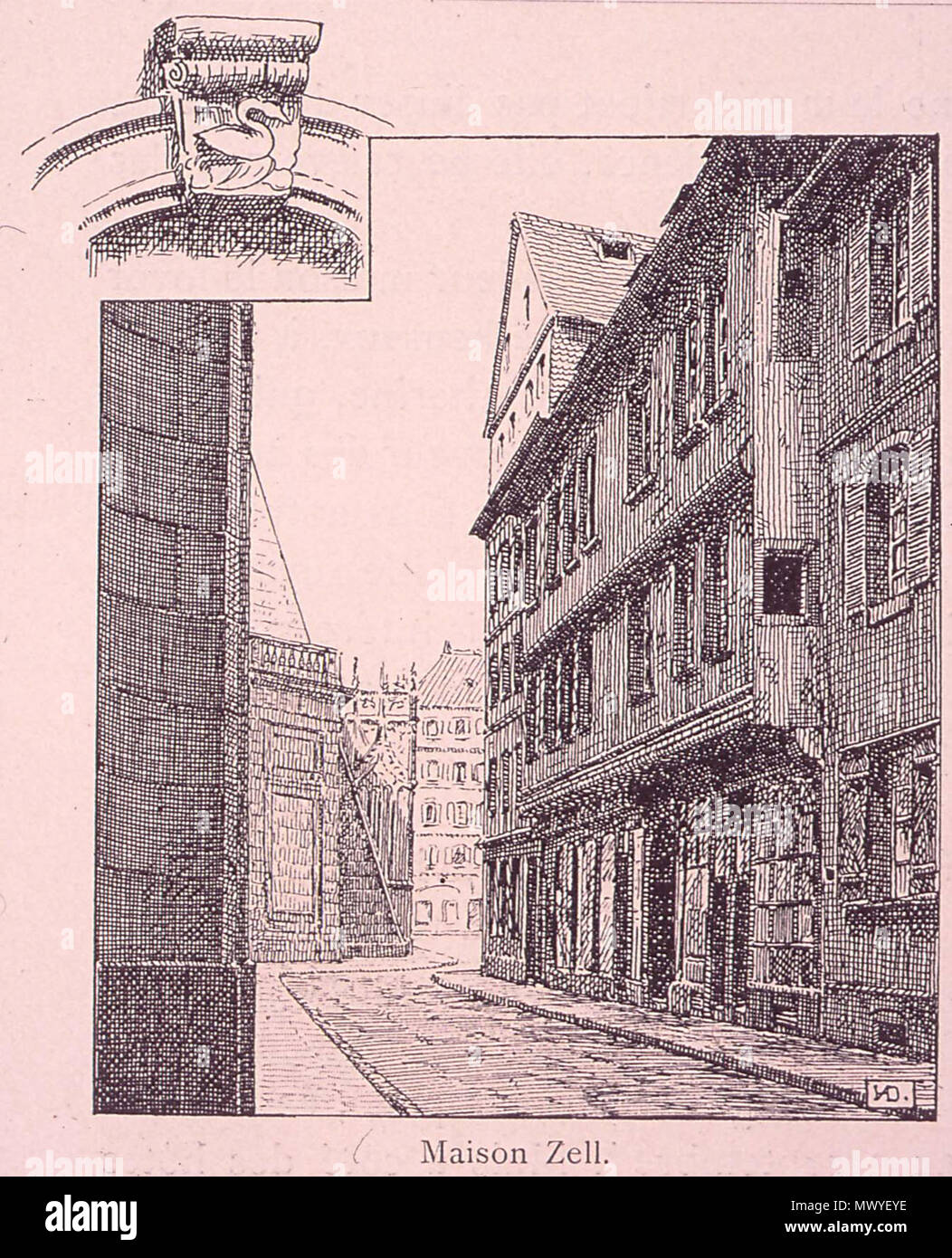 . Français : Résidence de Mathieu et Catherine Zell, près de la rue des Juifs à Strasbourg. 1902. Henri Armand-Delille 355 La maison Zell Stock Photo