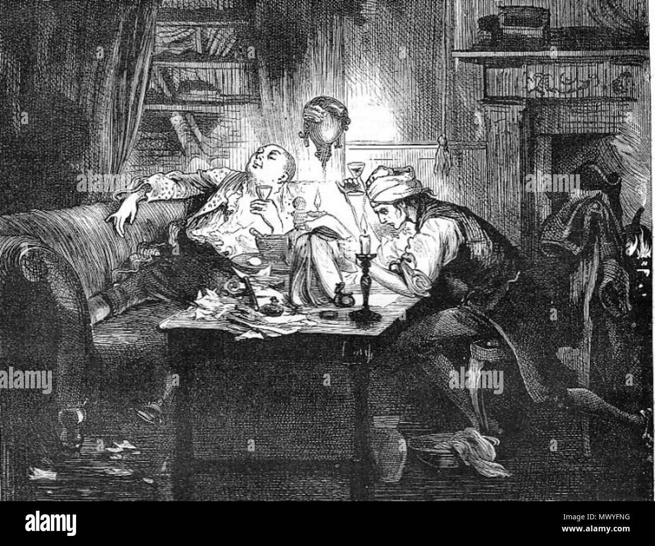 Victorian sofa illustration Black and White Stock Photos & Images