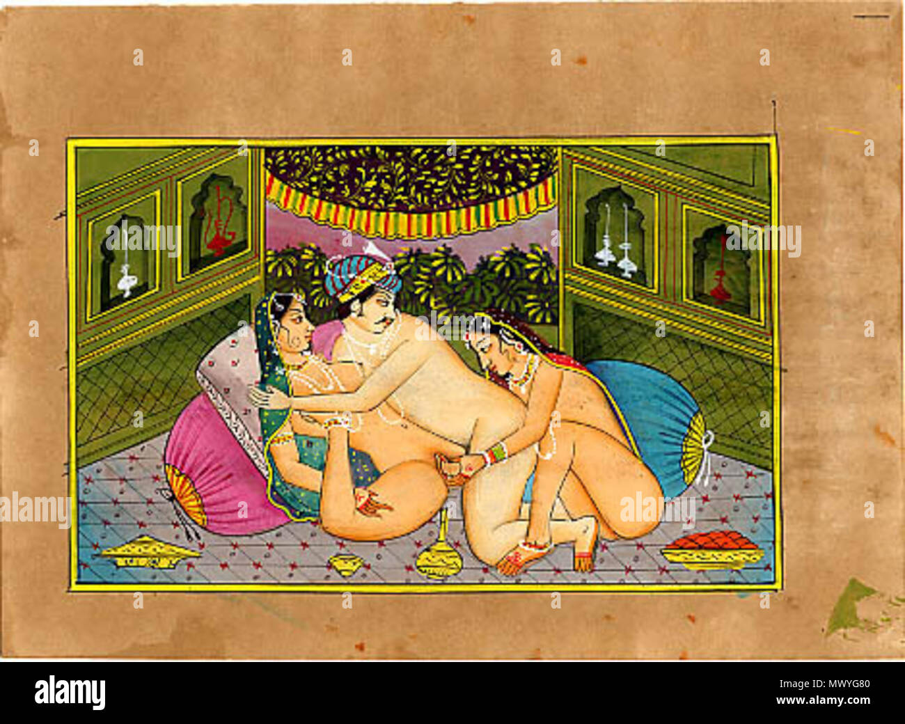 . Kama Sutra Illustration . 19th Century?. Unknown 334 KamaSutra49 Stock Photo