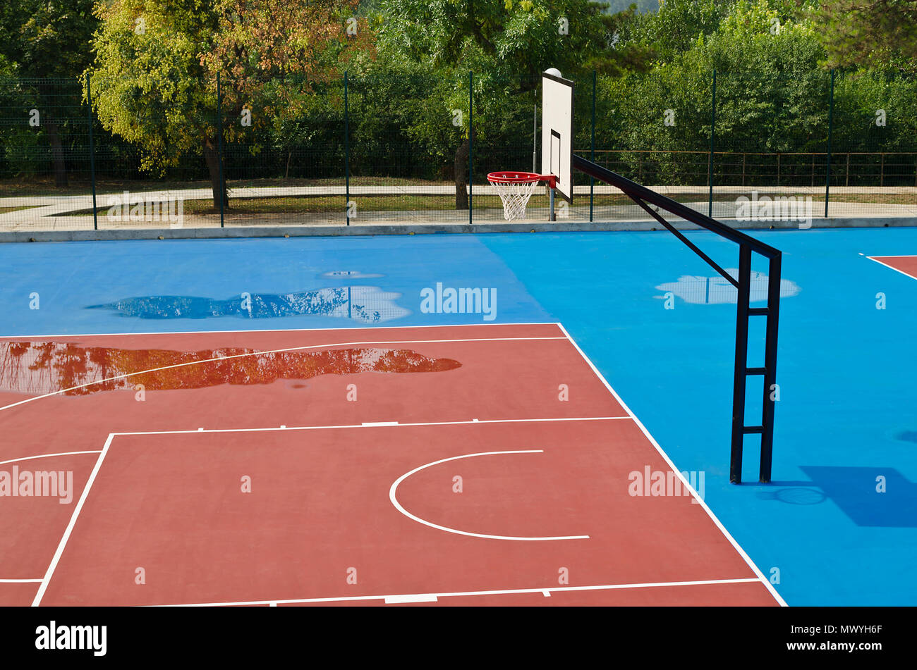 Basketball Court after the rain Stock Photo Alamy