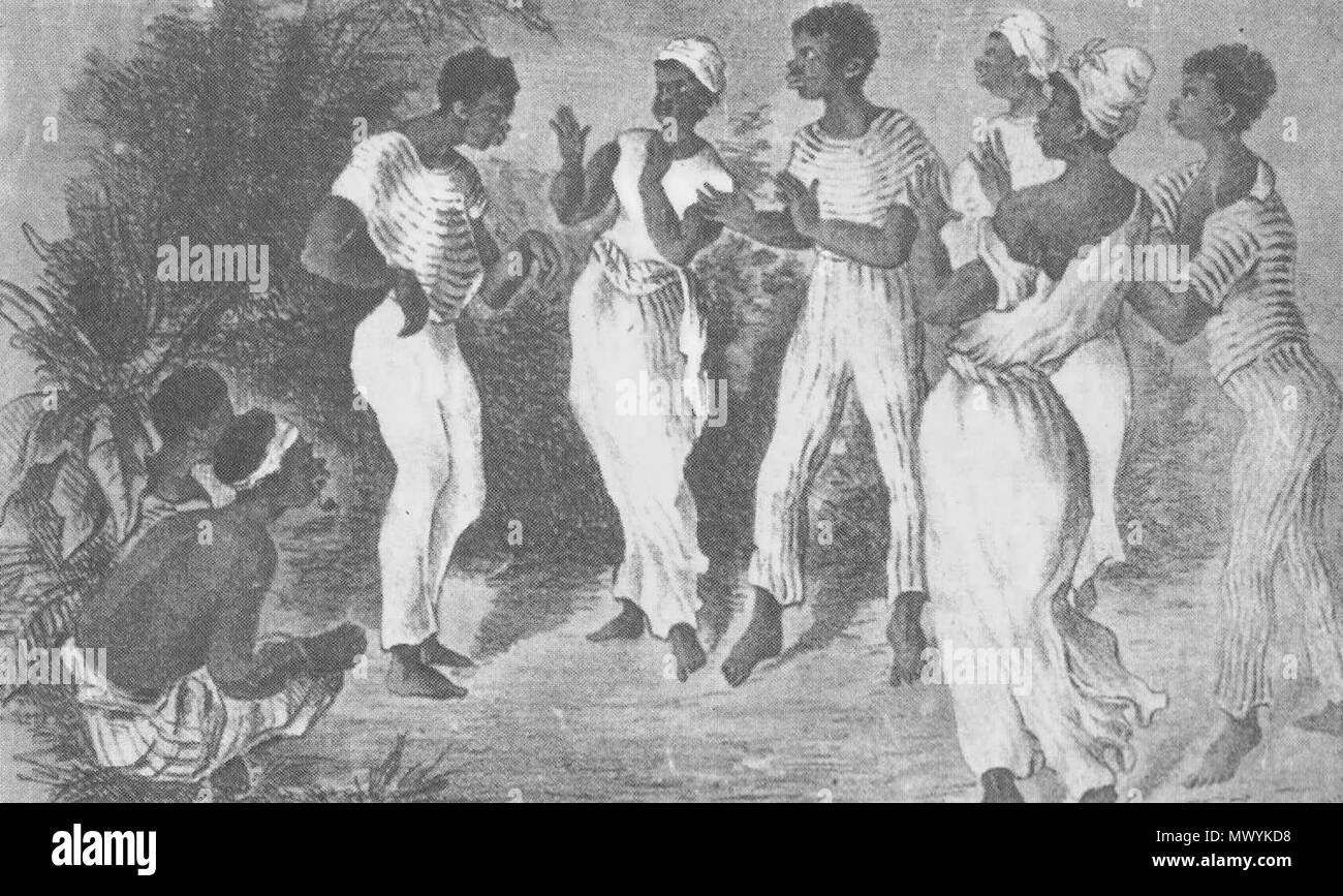 . Português: Dança Batuque. Costumes do Rio de Janeiro, 1835. 1835. Johann Moritz Rugendas (1802-1858) 54 Apunte de Batuque Rugendas Stock Photo