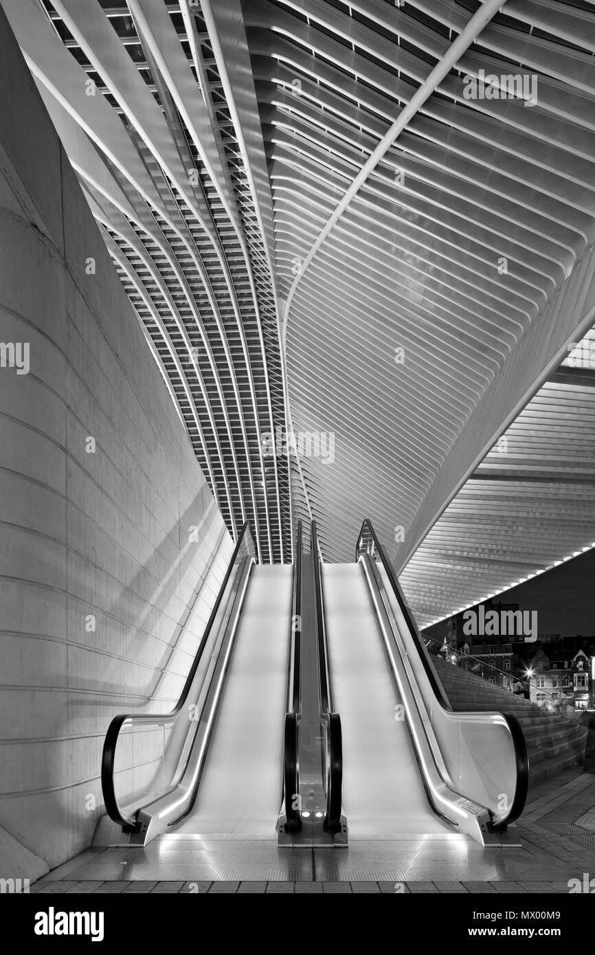 Escalator at Liège Guilemins train station Stock Photo