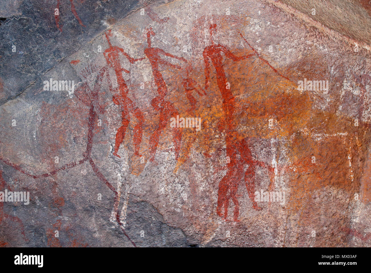 Bushmen (san) rock painting of human figures, South Africa Stock Photo