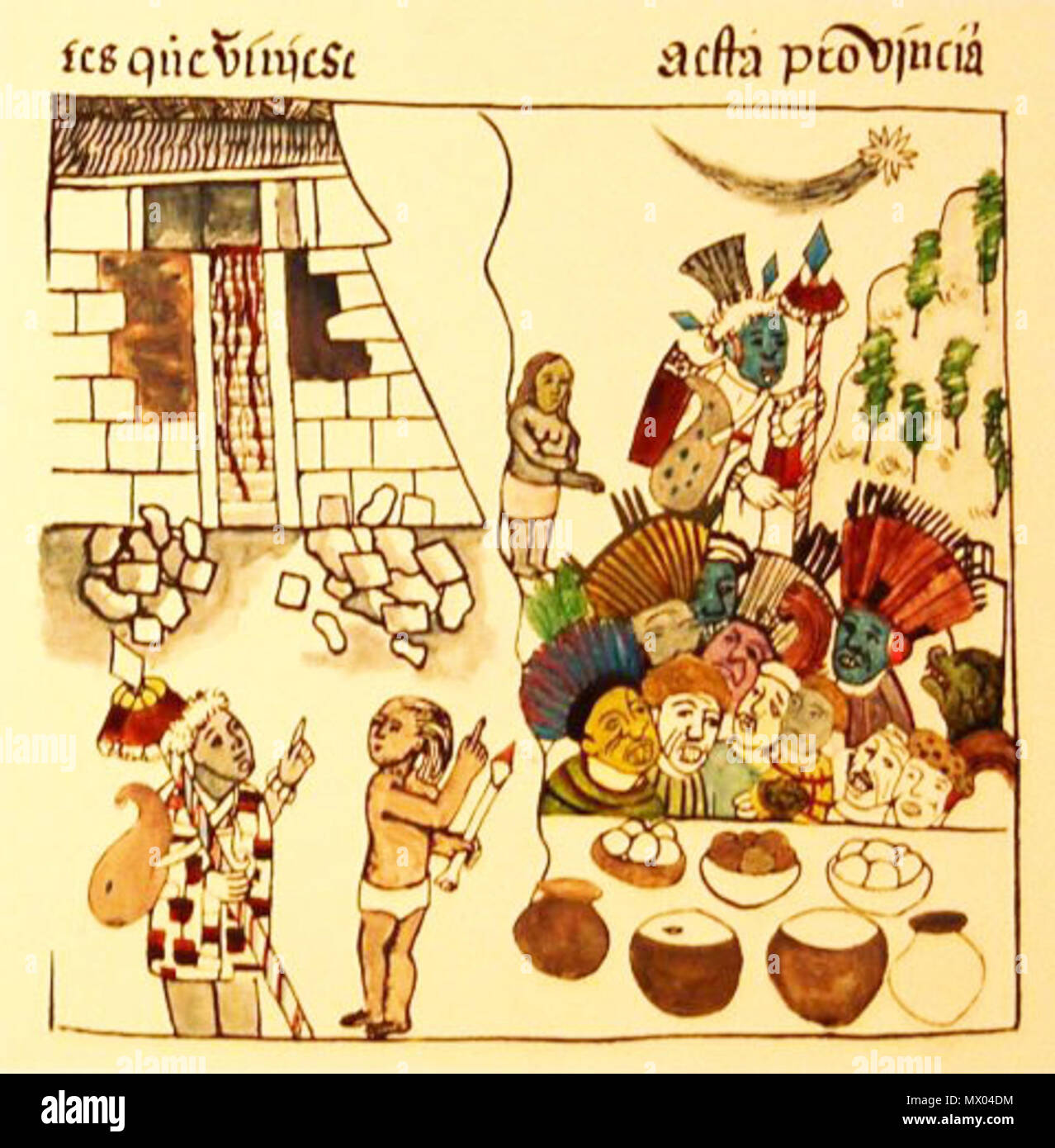 516 Relación de Michoacán Purepecha priests Stock Photo
