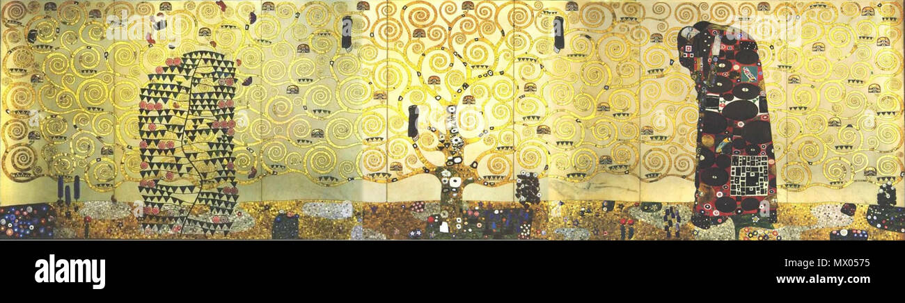 . Nederlands: Stoclet-fries, rechterpaneel, de Omarming (De Vervulling). 1911. Gustav Klimt (design), Wiener Werkstätte (execution) 577 Stoclet Frieze right Stock Photo