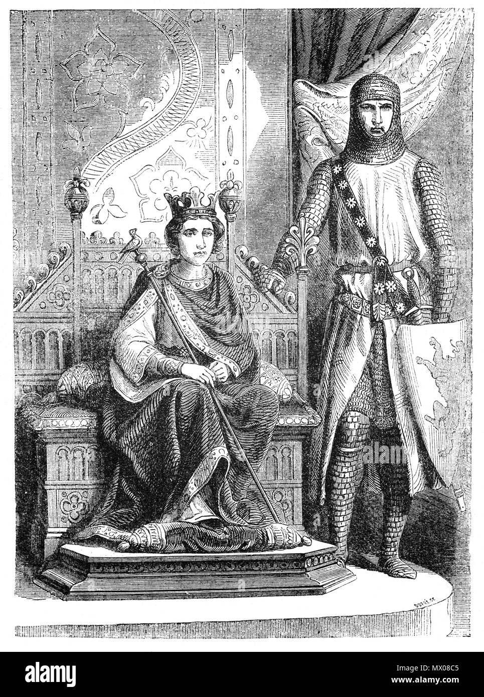 On 11 November 1216 upon the death of King John, William Marshal, 1st Earl of Pembroke, was named by the king's council (the chief barons who had remained loyal to King John in the First Barons' War) to serve as protector of the nine-year-old King Henry III, and regent of the kingdom. In spite of his age (around 70) he prosecuted the war against Prince Louis and the rebel barons with remarkable energy. In the battle of Lincoln he fought and lead the army to victory in September 1217. Then reissued Magna Carta, in which he is a signatory as one of the witnessing barons. Stock Photo