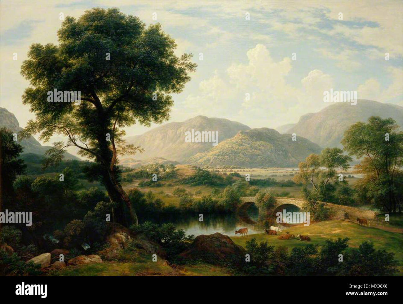 . English: Ullswater with Goldrill Bridge . before 1849.   John Glover  (1767–1849)     Alternative names [John Glover]; Esq. John Glover; J. Glover; Glover; [Mr. Glover]  Description English-Australian landscape painter  Date of birth/death 18 February 1767 9 December 1849  Location of birth/death Houghton-on-the-Hill Launceston  Authority control  : Q3181600 VIAF: 23206005 ISNI: 0000 0000 8364 6798 ULAN: 500028531 LCCN: n81095506 NLA: 35086714 WorldCat 620 Ullswater with Goldrill Bridge Stock Photo