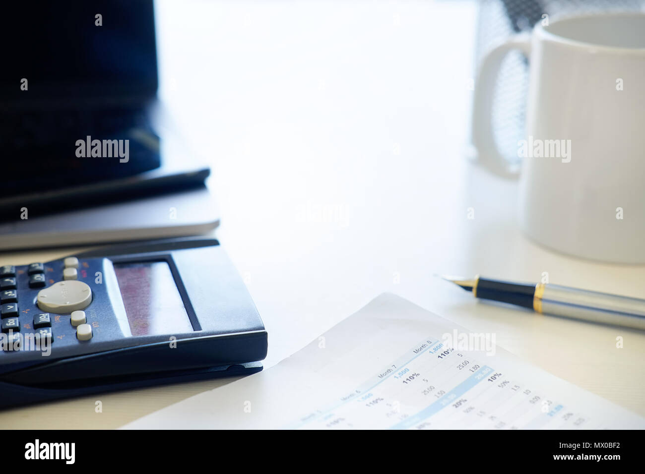 Closeup Finance equipment financial object on office table Stock Photo