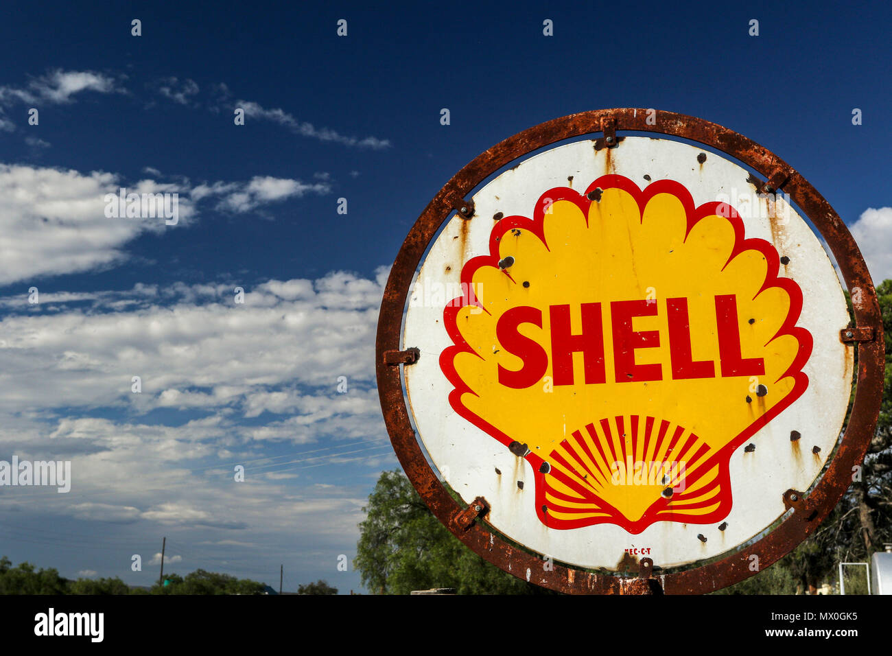 Shell petroleum sign on the road in the Addo Elephant National Park ...