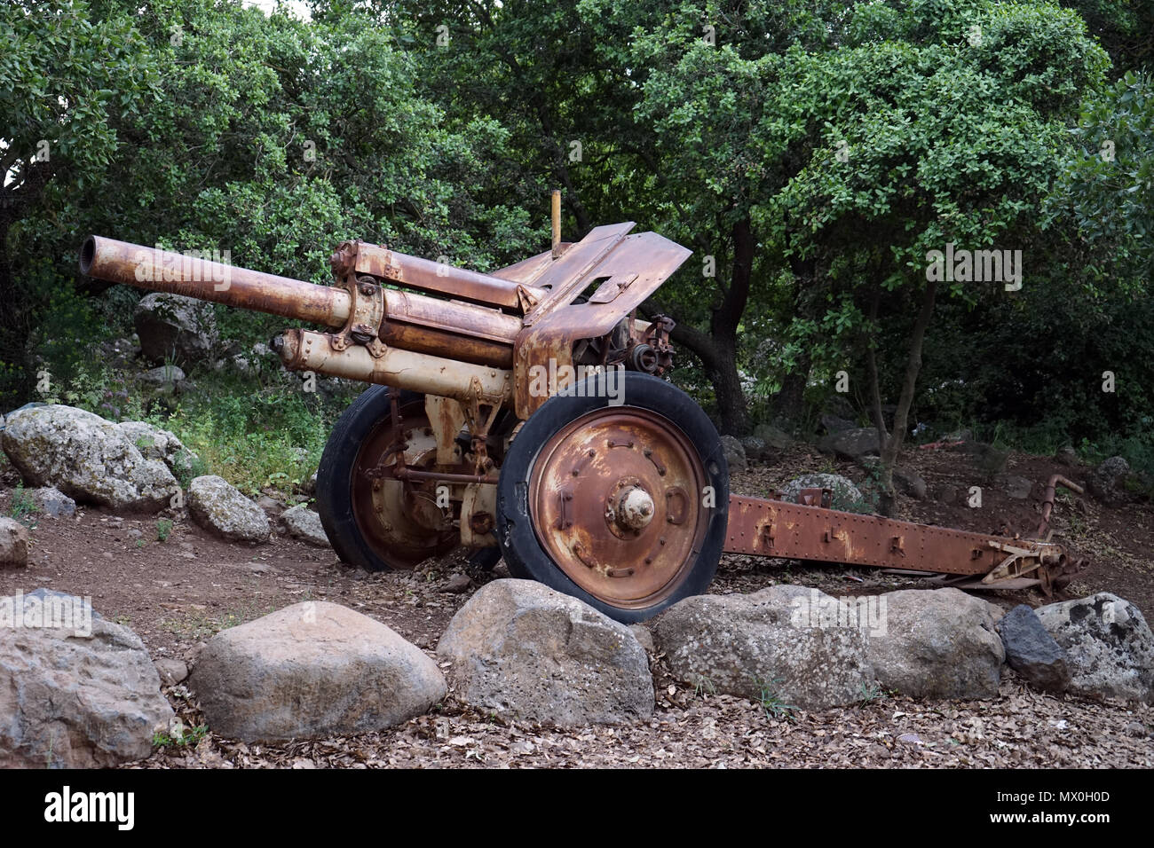 Old rusty gun in the park in Golan Heights, Israel Stock Photo - Alamy
