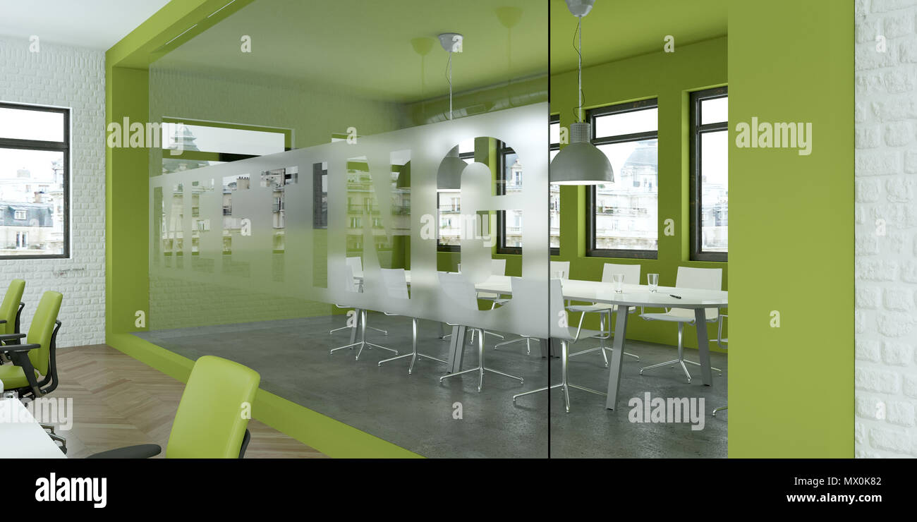 Modern Green Conference Room Interior Design 3d Rendering Stock Photo Alamy