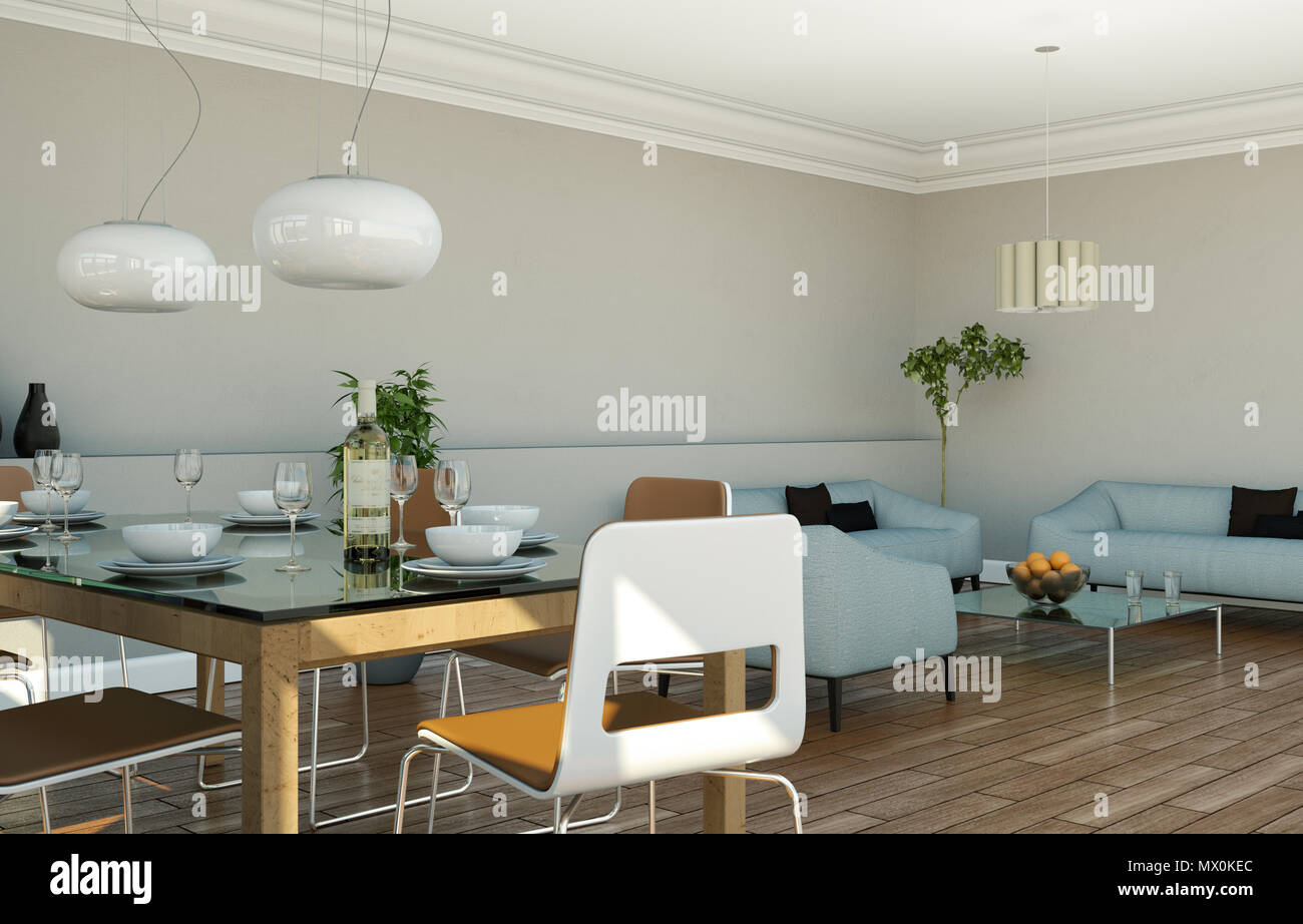 Dining room interior design in modern appartment Stock Photo - Alamy