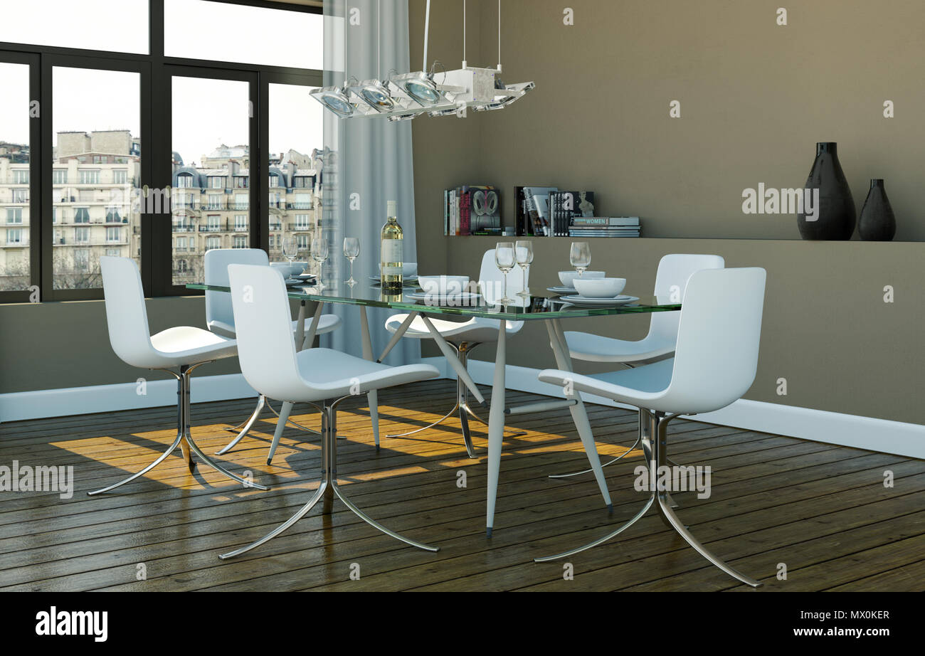 Dining room interior design in modern appartment Stock Photo - Alamy