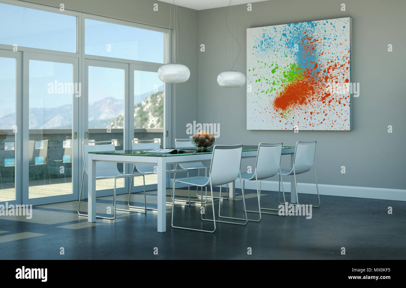 Dining room interior design in beach house Stock Photo - Alamy