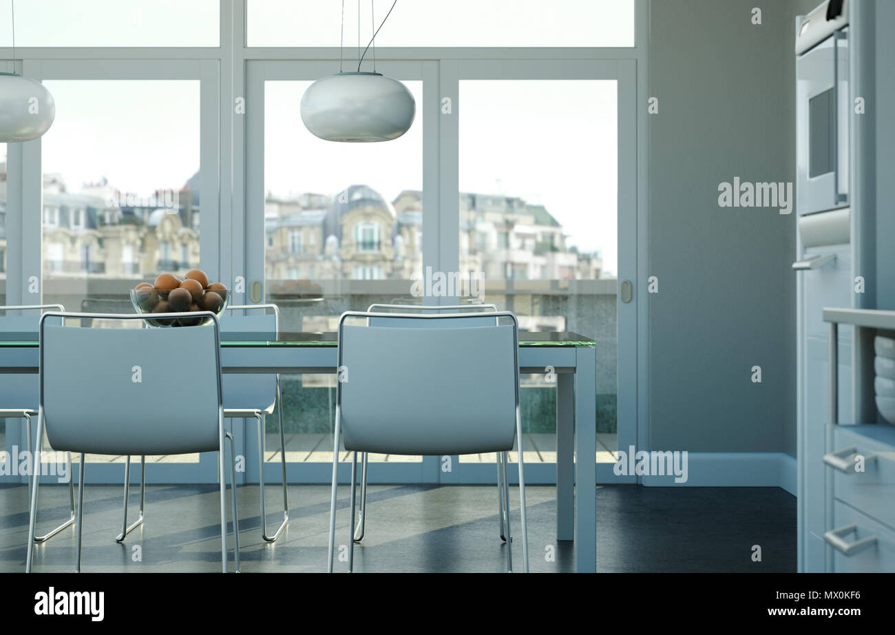 Dining room interior design in beach house Stock Photo - Alamy